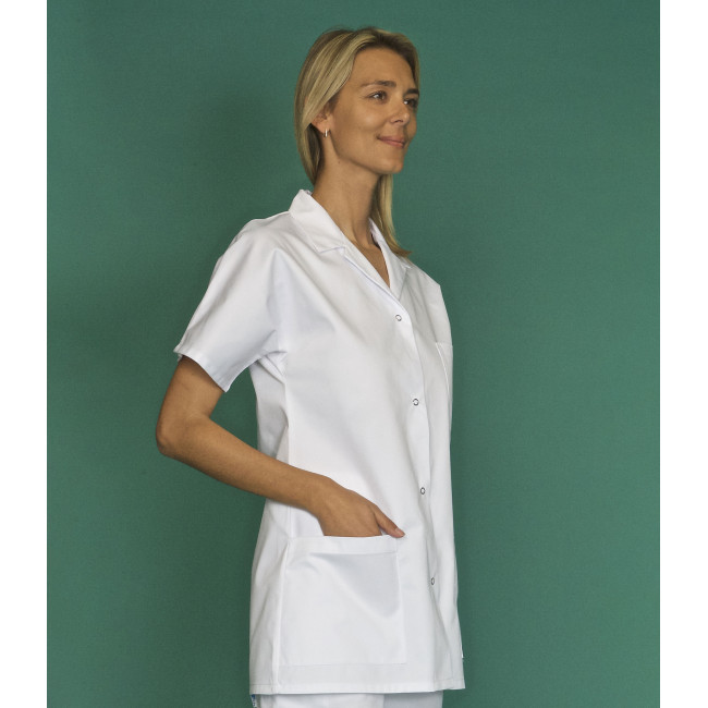 Damestunieken korte mouwen polyester katoen Manue Wit - SNV
