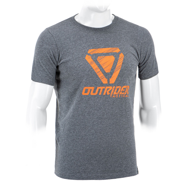 OT T-shirt met gestreept logo Grijs gemêleerd - Outrider