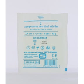 Lot de 2 compresses non tissées stériles 7,5x7,5 cm - CirMédical