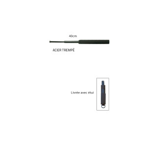 MATRAQUE TELESCOPIQUE ACIER TREMPE MANCHE MOUSSE+ ETUI 40 CM - Patrol Equipment