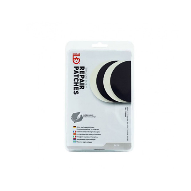Runde Reparaturflicken 2 transparente PVC + 2 schwarze Nylon - Gear Aid