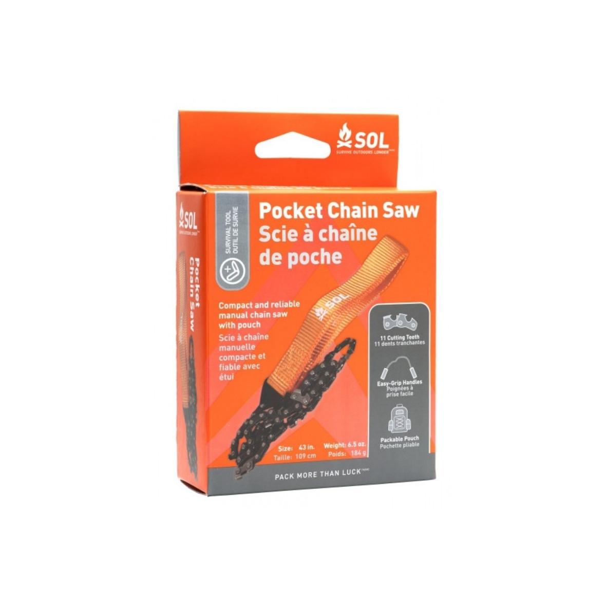 Scie à Chaîne Pliable De Poche - 11 Dents Acier Carbone - Anti-dérapant - Pour Survie, Camping, Jardinage