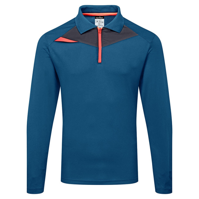 Polo HV Manches Longues Bleu Metro - Portwest