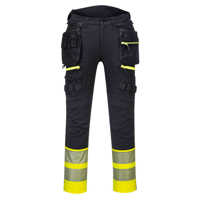 DX4 Drijvende zakken broek Hoge Zichtbaarheid Klasse 1 Geel/Zwart - Portwest