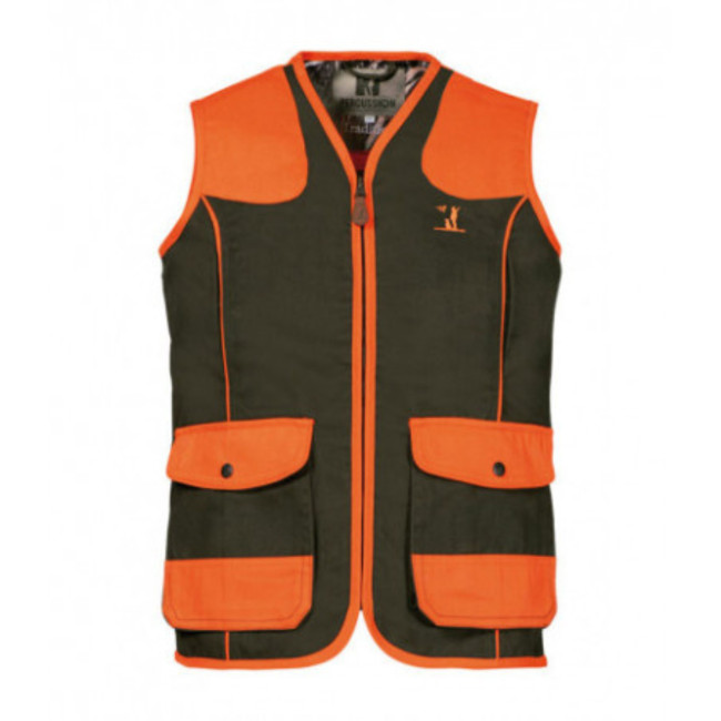 Gilet de chasse enfant haute visibilité Tradition Kaki / Orange - Percussion