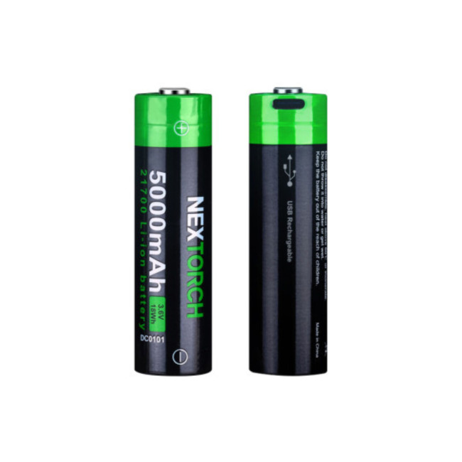 Batterie rechargeable 21700 3.6V 5000 mAh avec port USB type-C - Nextorch
