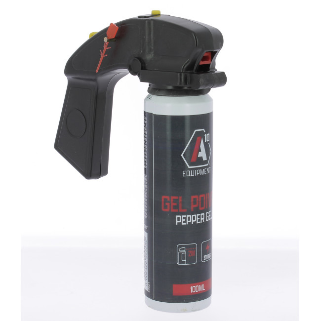 Aérosol lacrymogène anti-agression gel poivre 100 mL avec poignée - A10 Equipment