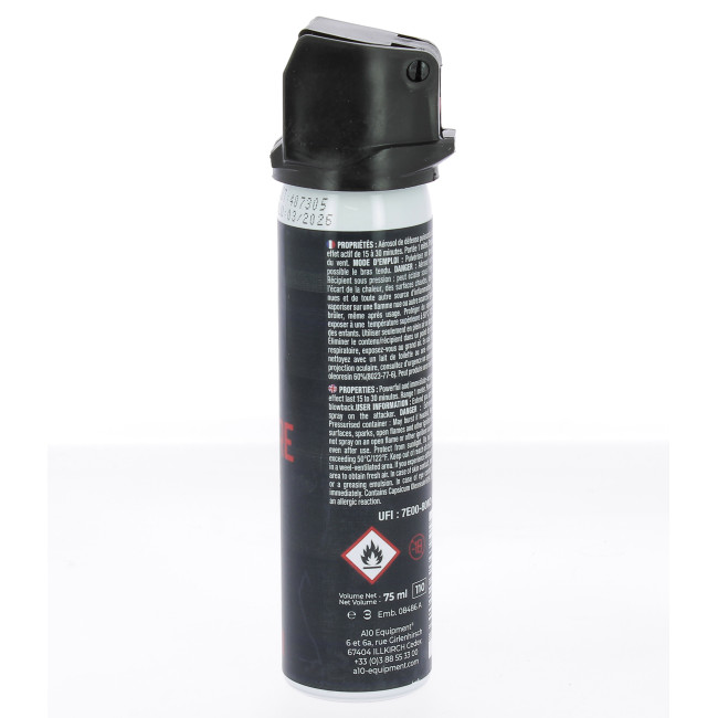 Aérosol lacrymogène anti-agression gel poivre 75 mL - A10 Equipment