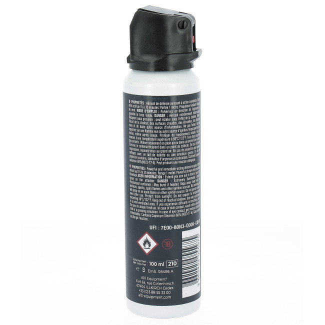 Aérosol lacrymogène anti-agression gel poivre 100 mL - A10 Equipment