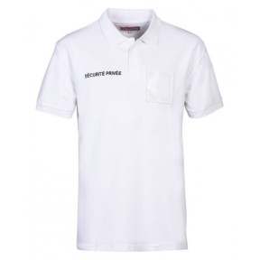 Poloshirt mit großem Namensschild Private Sicherheit - Weiß - CityGuard