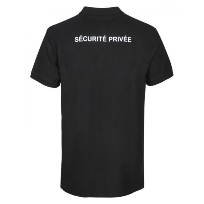 Polo en coton Sécurité Noir avec fenêtre matricule à broder - CityGuard