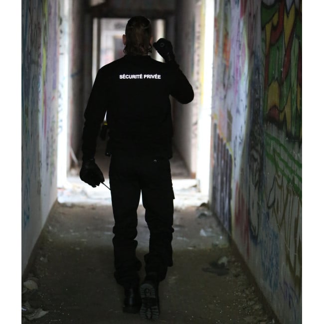 Sweatshirt Sécurité Noir avec grande fenêtre matricule - CityGuard