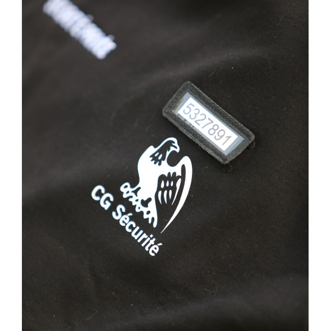 Polo en coton Sécurité Noir avec fenêtre matricule à broder - CityGuard