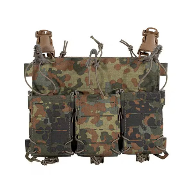 Voorpaneel voor kogelwerende vest met drievoudige multi-kaliber magazijnhouder MX234 -Flecktarn - Lindnerhof