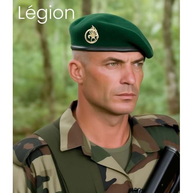 Beret wojskowy zielony Legia ze skórzaną lamówką - Patrol Équipements