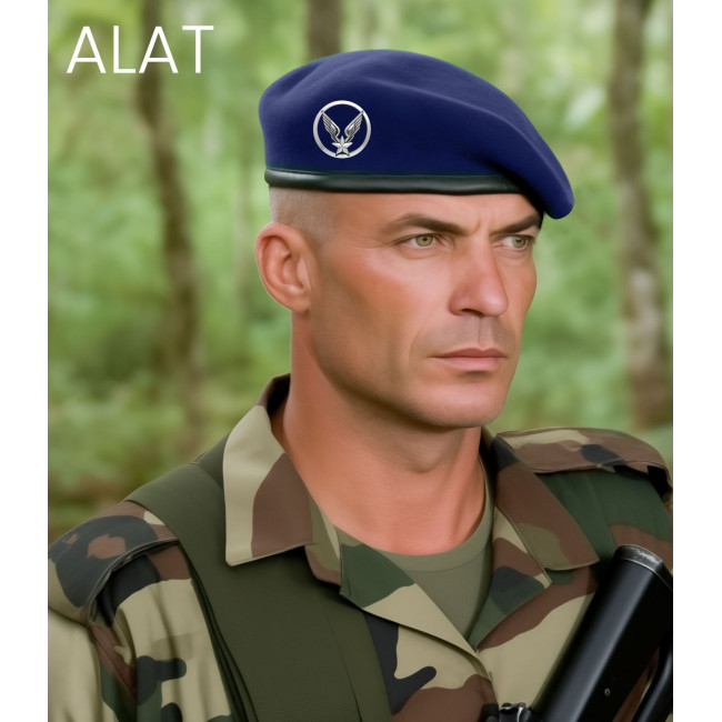 Béret Militaire Alat Bleu Bord en Cuir - Patrol Équipements