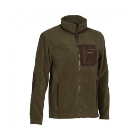 Fleece jas met geborduurd wild zwijn Jacht Kaki - Percussion