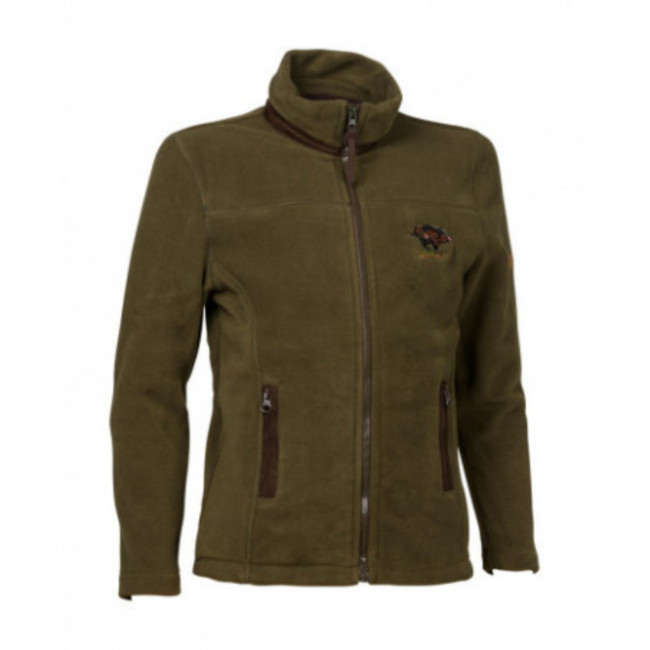 Blouson polaire enfant Kaki avec sanglier brodé - Percussion