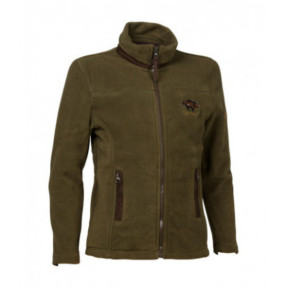 Fleece Jas kinderen Khaki met geborduurd zwijn - Percussion