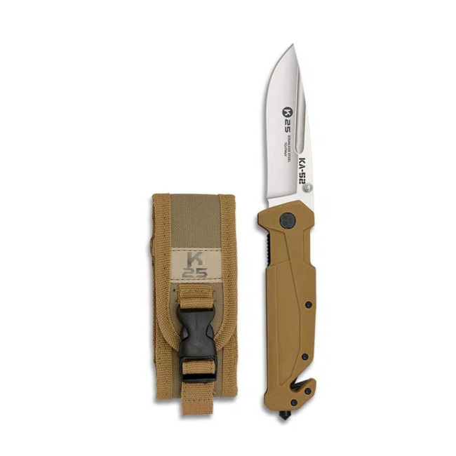 Opvouwbaar mes KA-52 Rubberen handvat lemmet 9cm Coyote - K25
