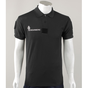 Polo à manches courtes Cooldry avec velcro Gendarmerie - Noir - Patrol Equipement