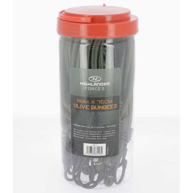 Lot de 12 tendeurs vert olive - Highlander