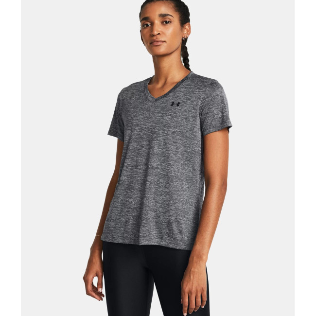Dames UA Tech™ Twist V-hals T-shirt - Steengrijs - Under Armour