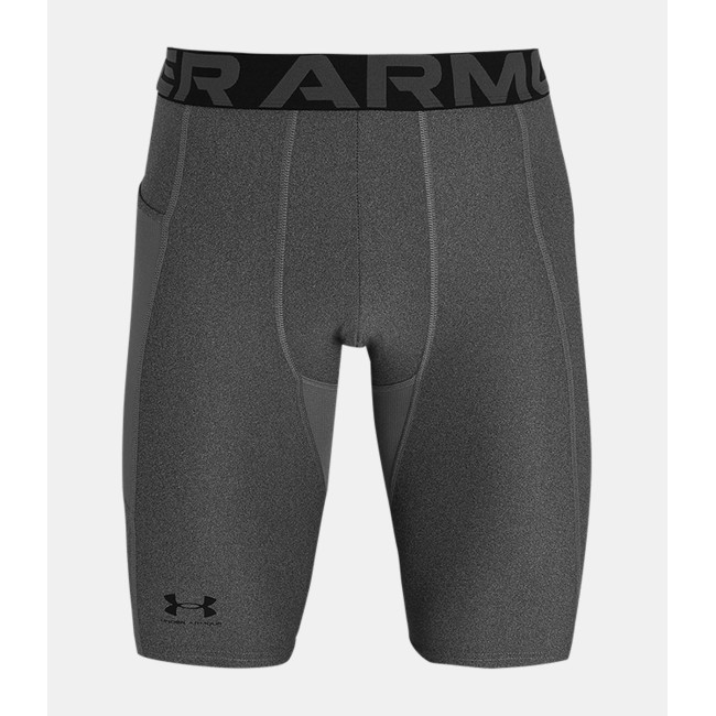 Lange short met zakken HeatGear® voor heren - Grijs Gemêleerd / Zwart - Under Armour