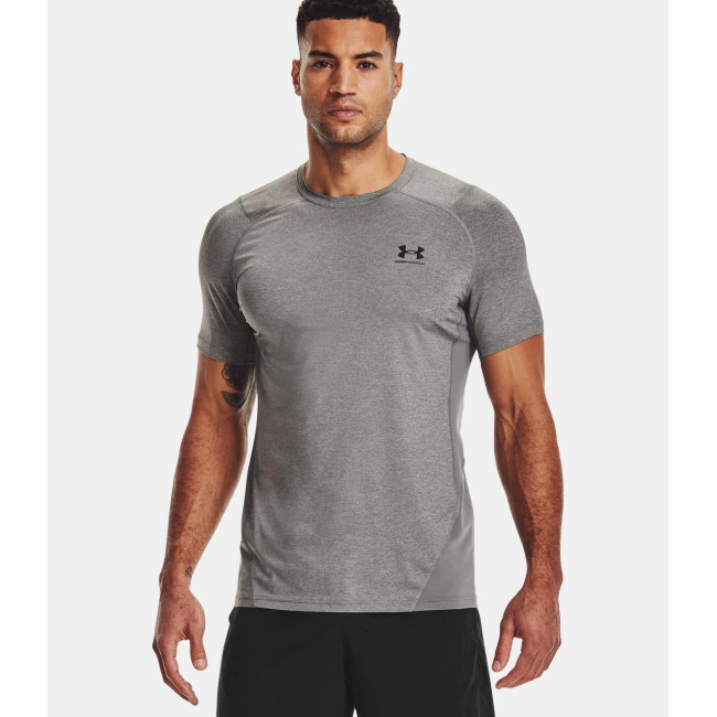 Haut ajusté à manches courtes HeatGear® Armour pour homme - Gris Chiné / Noir - Under Armour