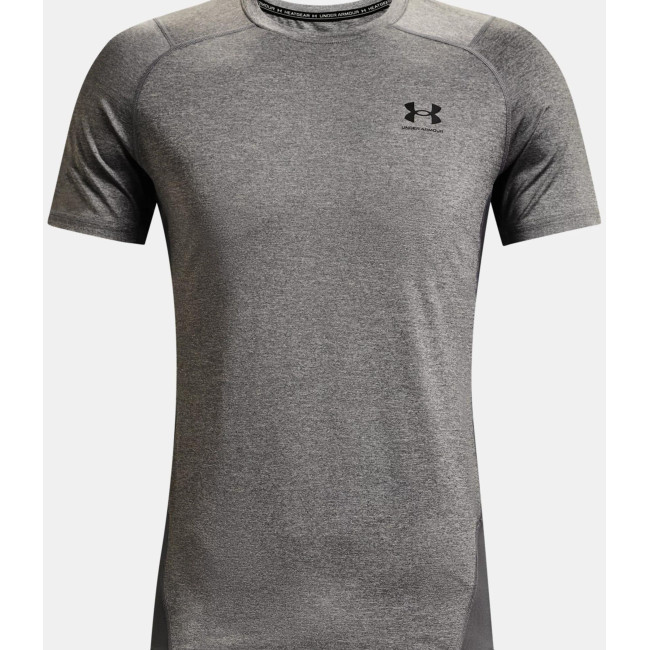 Dopasowana koszulka z krótkimi rękawami HeatGear® Armour dla mężczyzn - Szary Melanż / Czarny - Under Armour