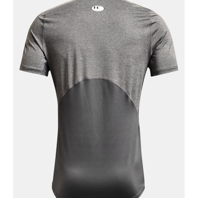 HeatGear® Armour enganliegendes Kurzarmshirt für Herren - Grau Meliert / Schwarz - Under Armour