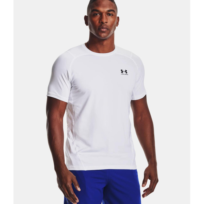 Dopasowana koszulka z krótkimi rękawami HeatGear® Armour dla mężczyzn - Biały - Under Armour