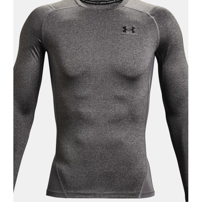 Koszulka z długimi rękawami HeatGear® Armour dla mężczyzn - Szary Melanż / Czarny - Under Armour