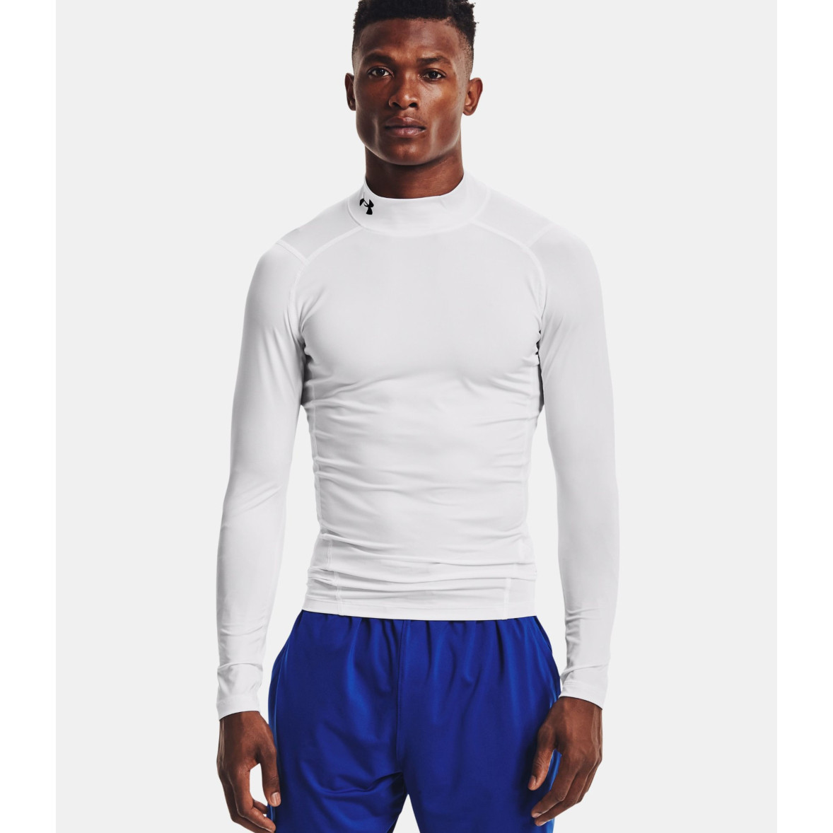 Men's HeatGear® Armour Long Sleeve Mock Neck Top White Under