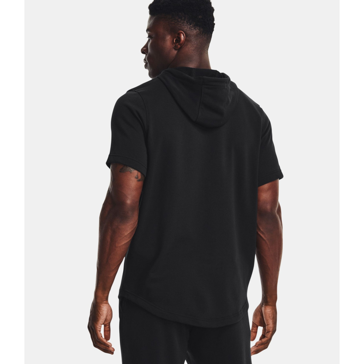 Felpa con cappuccio e maniche corte UA Rival Terry LC Nera