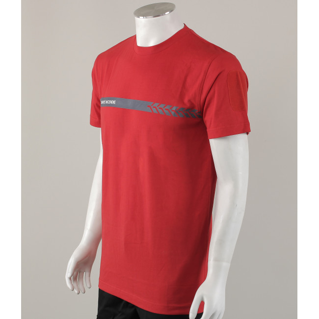Safetek T-Shirt 210g mit Aufschriften und Streifen Feuerwehr Rot - GK