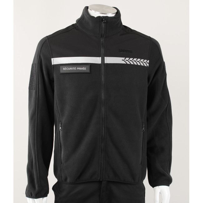 Fleece jas Safetek Particuliere Beveiliging met HV band Zwart - GK