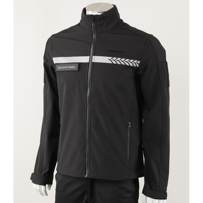 Softshell Safetek Private Sicherheit mit HV-Streifen Schwarz - GK
