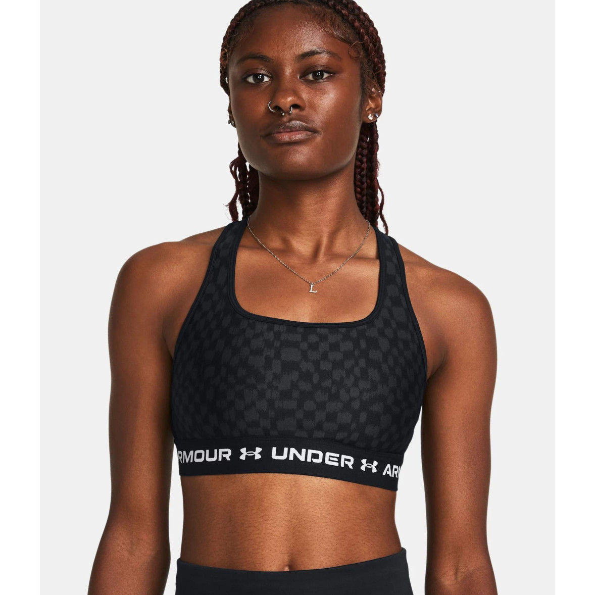 Women's Armour® Crossback Print Medium Support Sports Bra Black