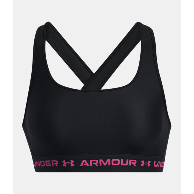 Sportowy biustonosz z umiarkowanym podparciem Armour® Crossback dla kobiet - Czarny / Różowy - Under Armour