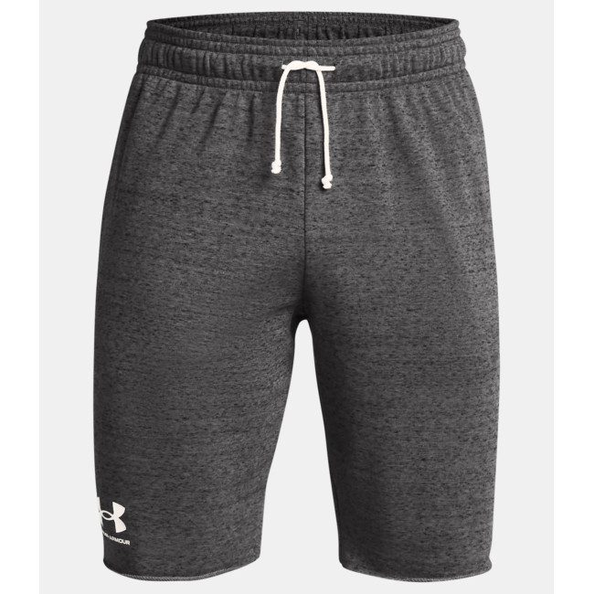 Short UA Rival Terry pour homme - Gris Chiné / Blanc - Under Armour