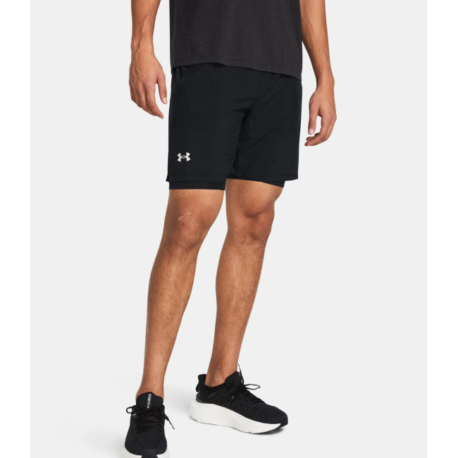 Spodenki męskie UA Launch 2 w 1 7' - Czarne - Under Armour