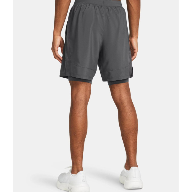 Short homme UA Launch 2 en 1 7' - Gris Pierre - Under Armour