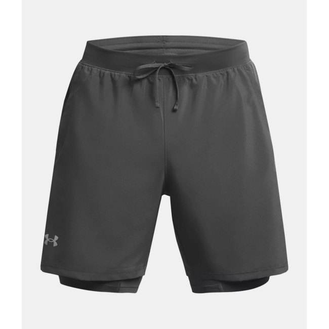 Spodenki męskie UA Launch 2 w 1 7' - Szary Kamień - Under Armour