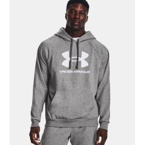 Hoodie polaire homme UA Rival Logo - Gris Chiné / Blanc - Under Armour