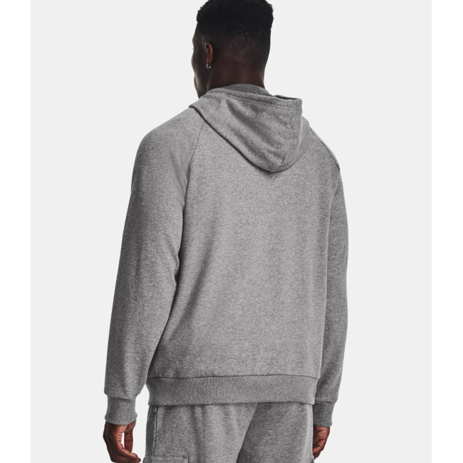 Hoodie polaire homme UA Rival Logo - Gris Chiné / Blanc - Under Armour