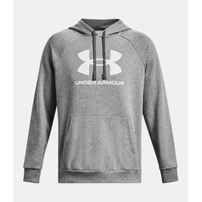 Hoodie polaire homme UA Rival Logo - Gris Chiné / Blanc - Under Armour