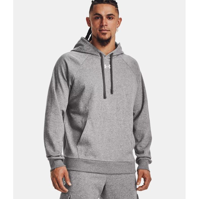 Hoodie polarowa męska UA Rival - Szara Melanż / Biała - Under Armour