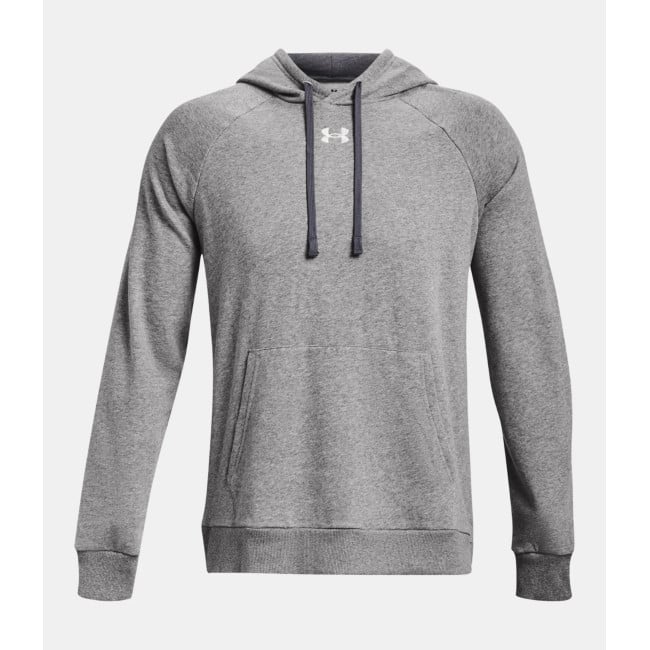 Hoodie polaire homme UA Rival - Gris Chiné / Blanc - Under Armour