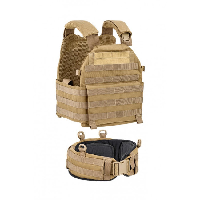 Gilet de combat porte plaque / ceinturon MOLLE Coyote - Defcon 5